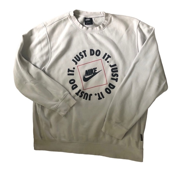 VTG 90’s Nike Mens Sports Just Do It Crew Sweatshirt XL Athletic White Black - Picture 5 of 9